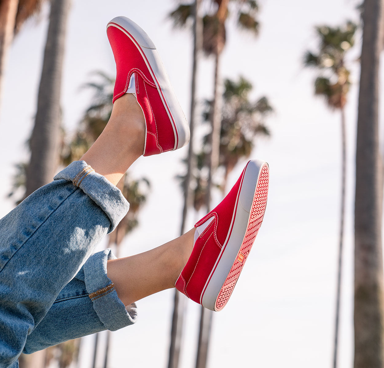 Womens Clipper Slip On Sneaker Lifestyle Red